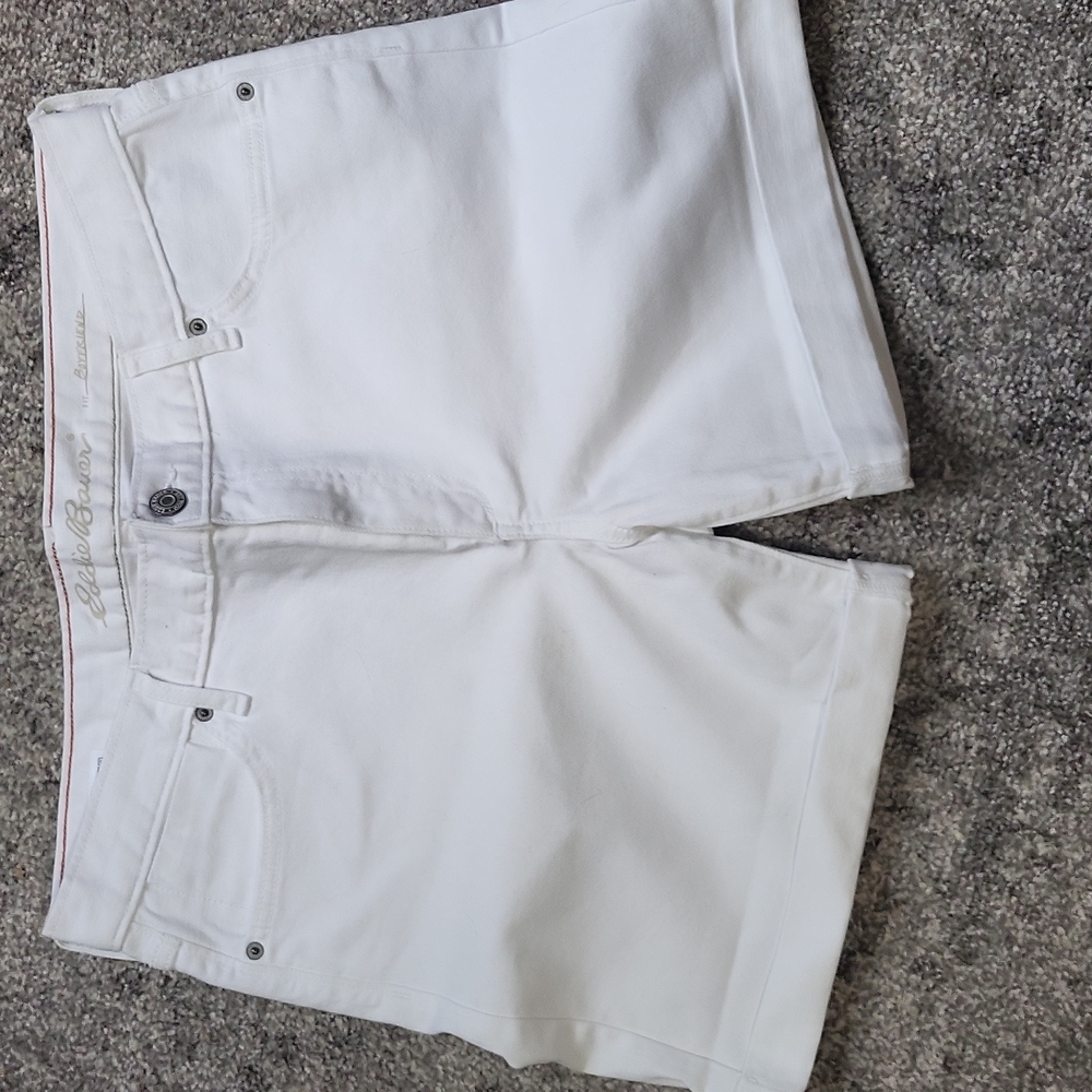 Eddie Bauer white denim boyfriend shorts, size 10